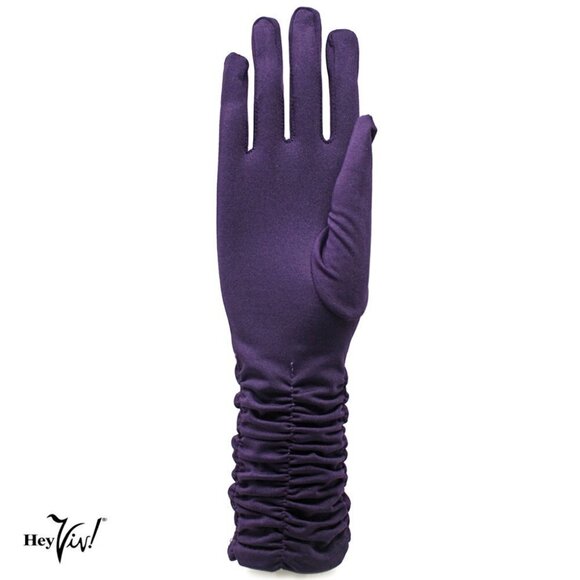 Purple Mid Arm Length Gloves Soft Stretch Retro Church Prom Party Dress -Hey Viv - Picture 1 of 3